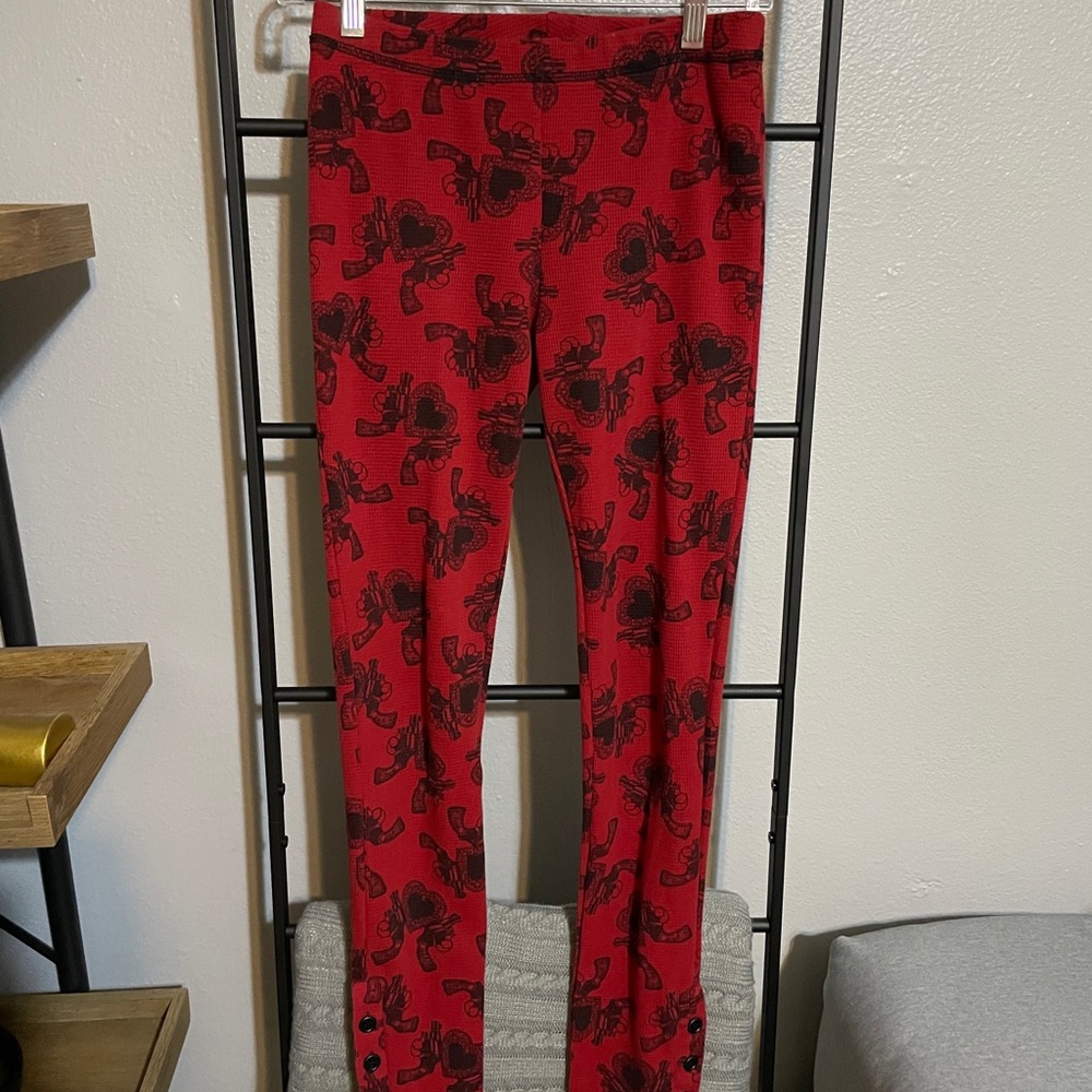 Betsey Johnson red gun leggings
